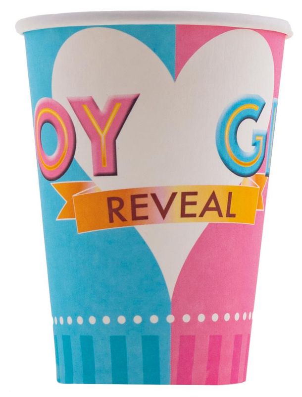 8 Pappbecher Gender Reveal