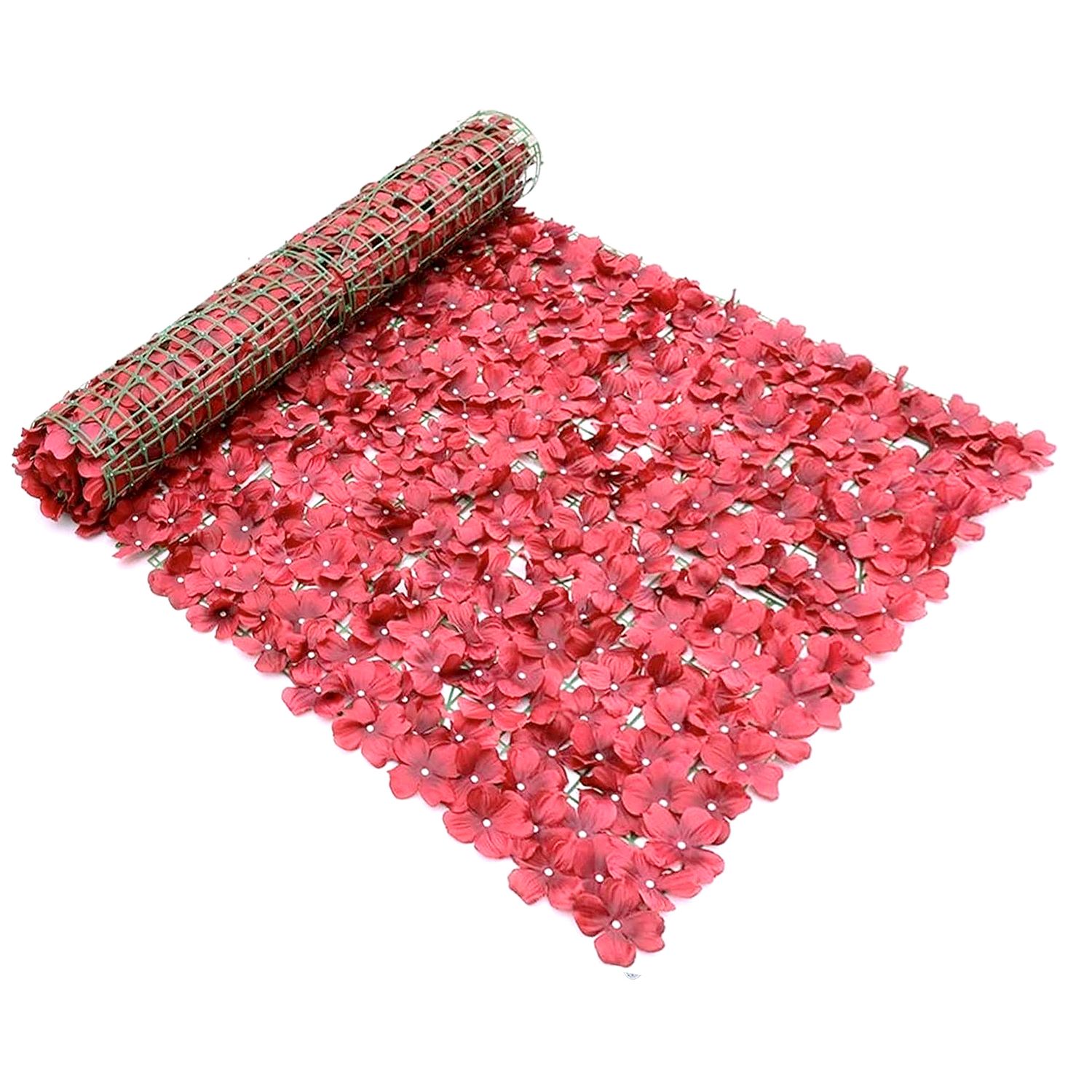 Blumenwand auf Rolle rot