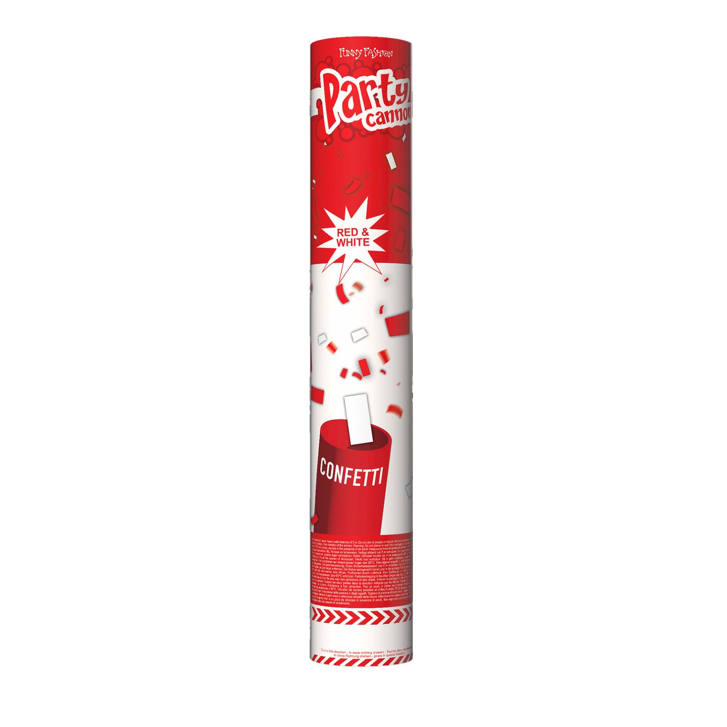 Confettikanon 60cm rood wit