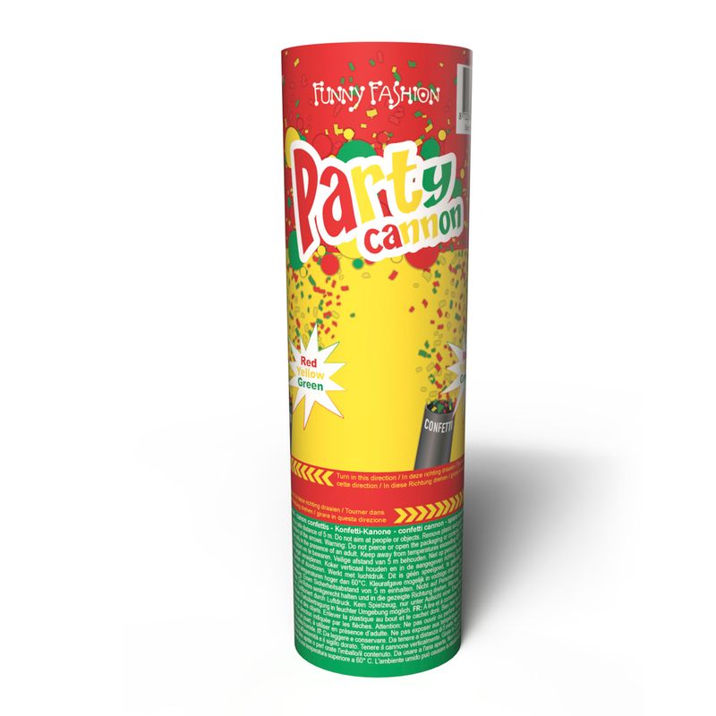 Konfettikanone 20cm rot gelb grün