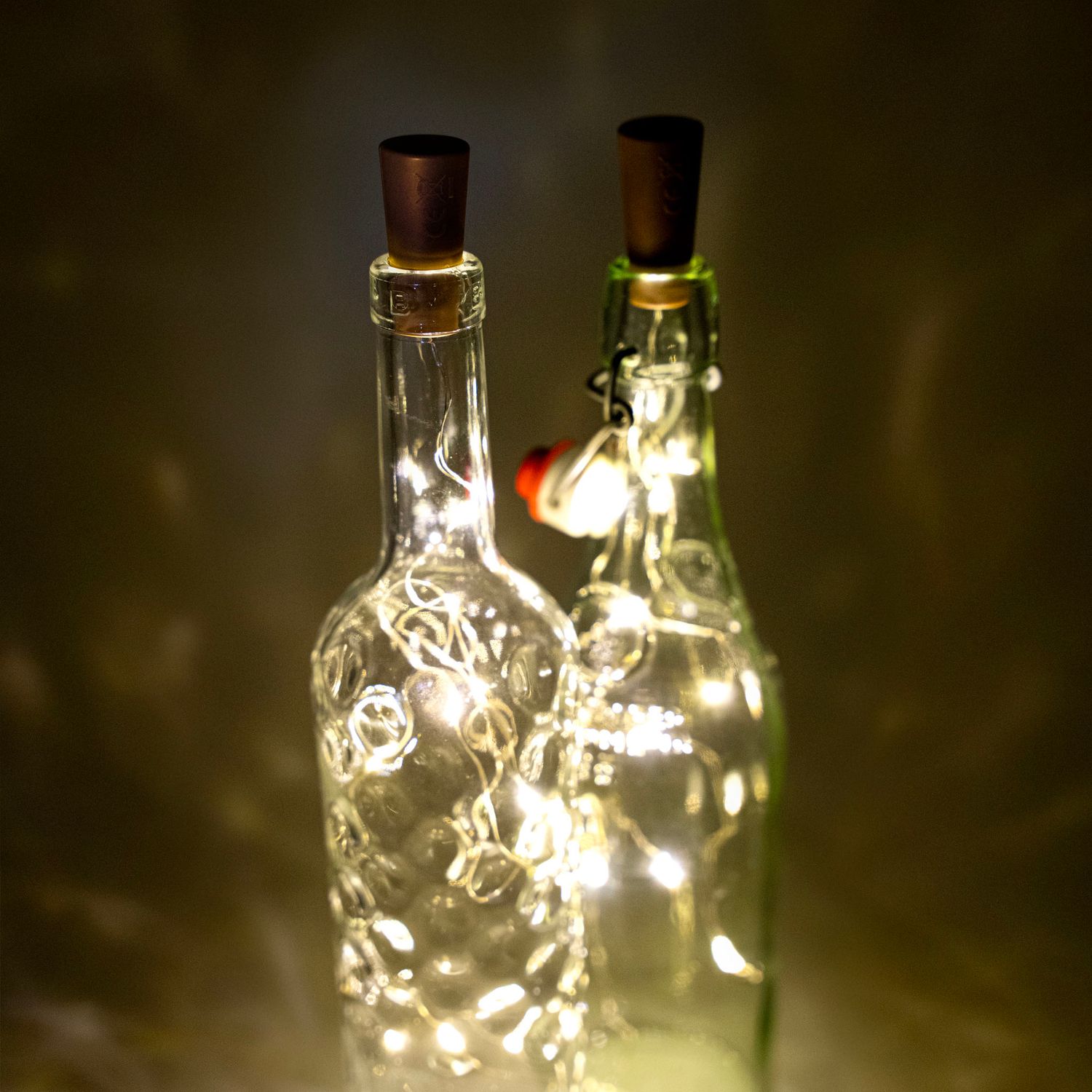 Lichtsnoer 92cm met stop voor fles 10 LED lampjes Lichtsnoer 92cm met stop voor fles 10 LED lampjes