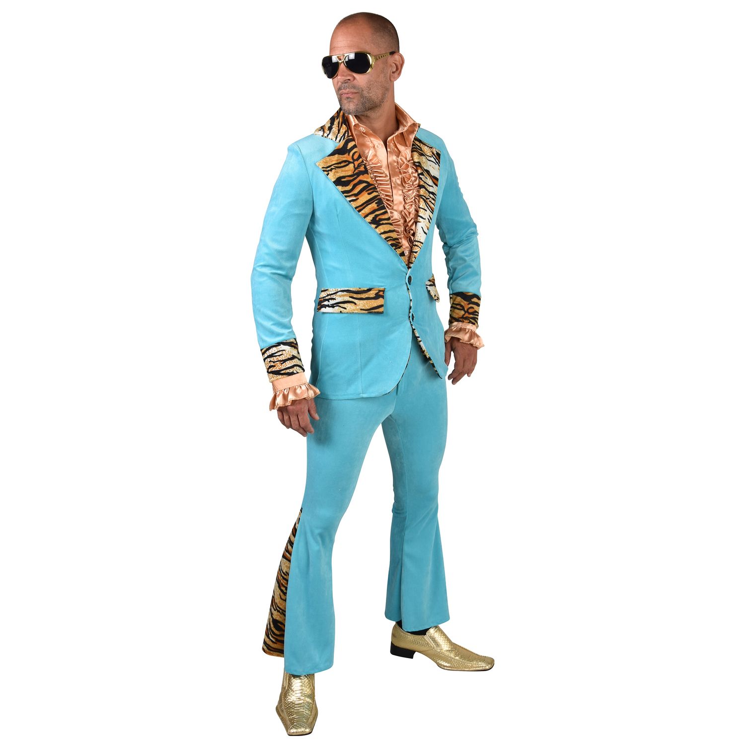 Kostuumpak Pimp Nicky Fluweel Turquoise
