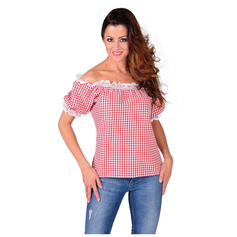 Schülterfreie Bluse Rot/Weiß Schülterfreie Bluse Rot/Weiß