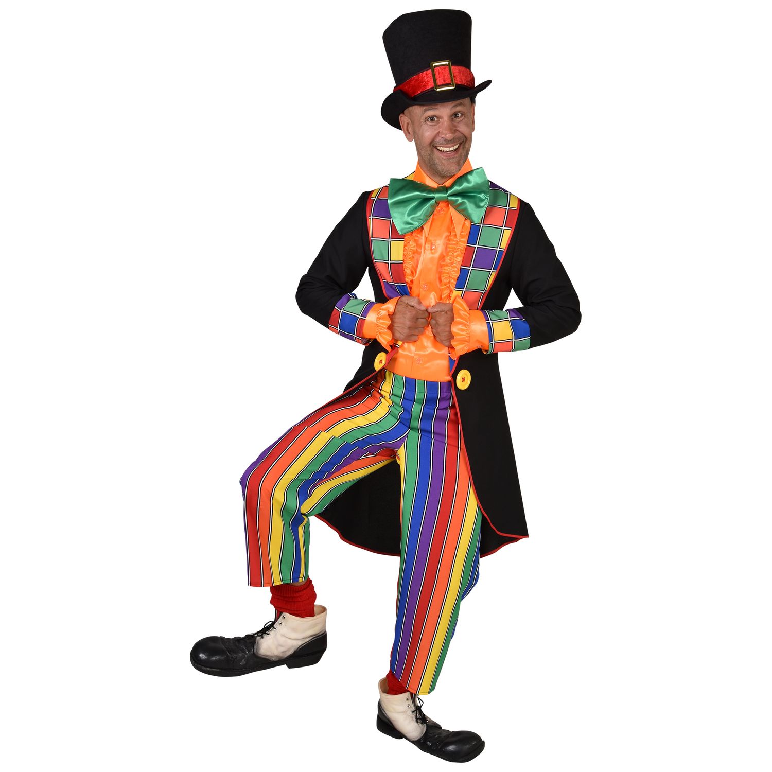 Clown August Kostuum Mannen 2-dlg.