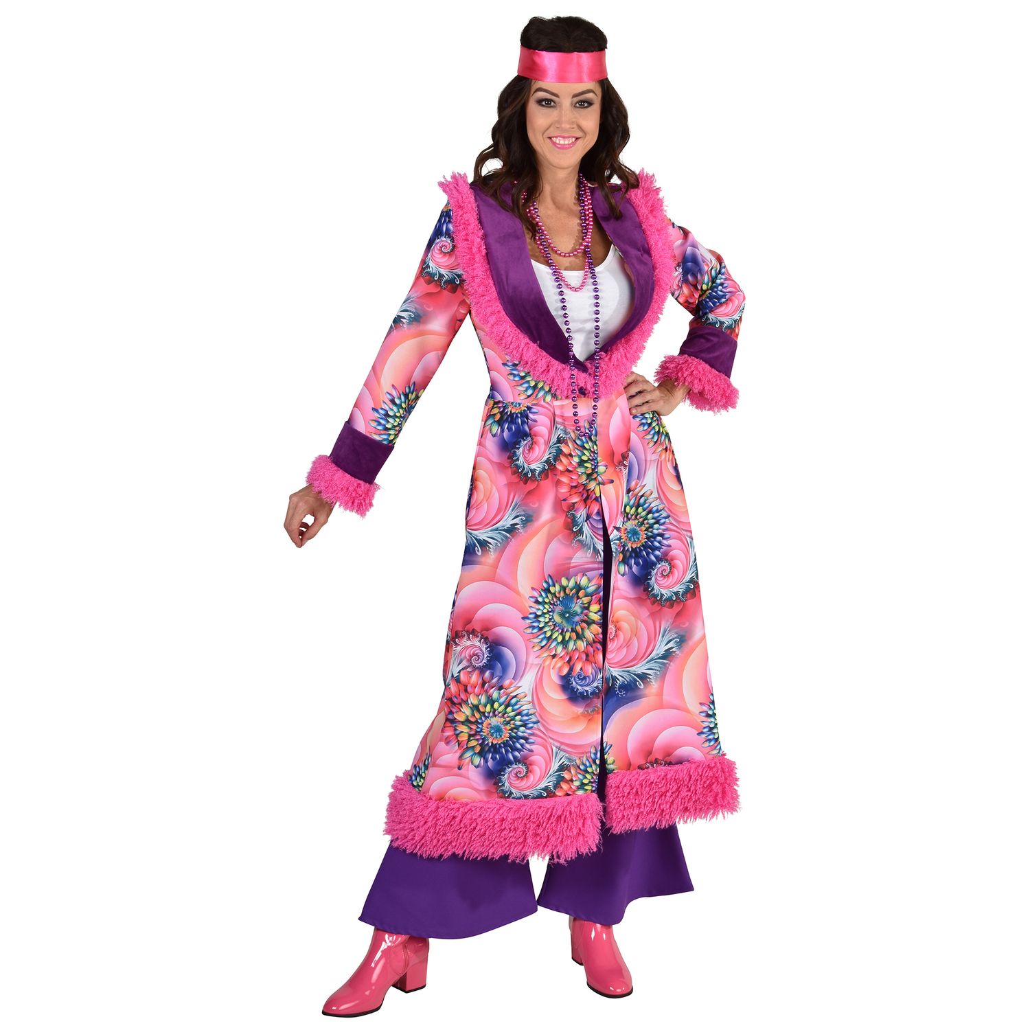 70er Hippie mantel Pink Flowers Damen