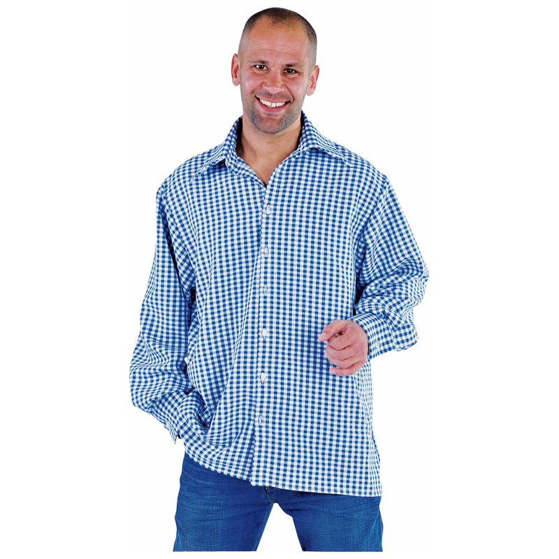 Overhemd Bierfeest Geruit Blauw/Wit Mannen Overhemd Bierfeest Geruit Blauw/Wit Mannen