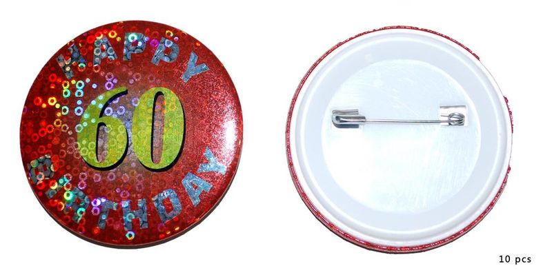 10 Abzeichen Happy Birthday 60 Jahre