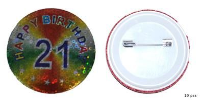 10 Badges Happy Birthday 21 jaar