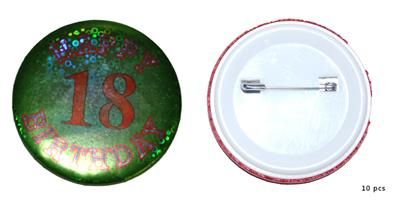 10 Abzeichen happy birthday 18 Jahre