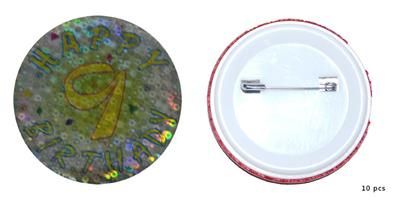 10 Abzeichen Happy Birthday 9 Jahre