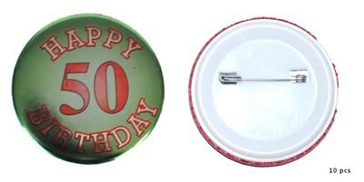 10 Abzeichen Happy Birthday 50 Jahre