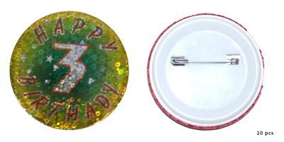 10 Abzeichen Happy Birthday 3 Jahre