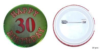 10 Abzeichen Happy Birthday 30 Jahre