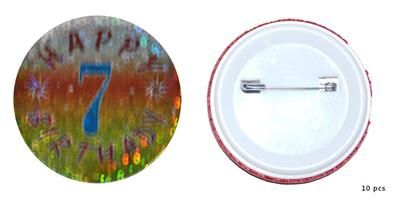 10 Abzeichen Happy Birthday 7 Jahre