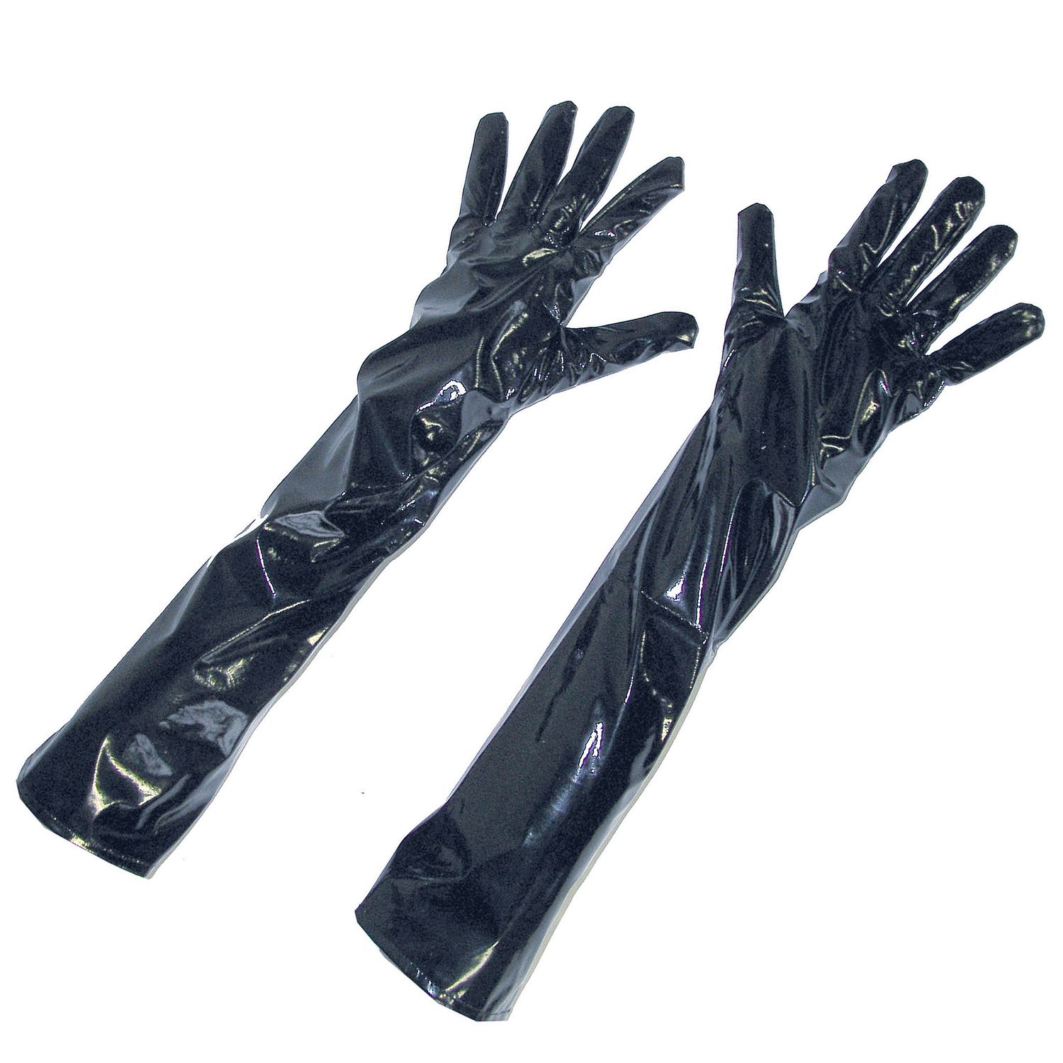 Lackhandschuhe 50 cm schwarz