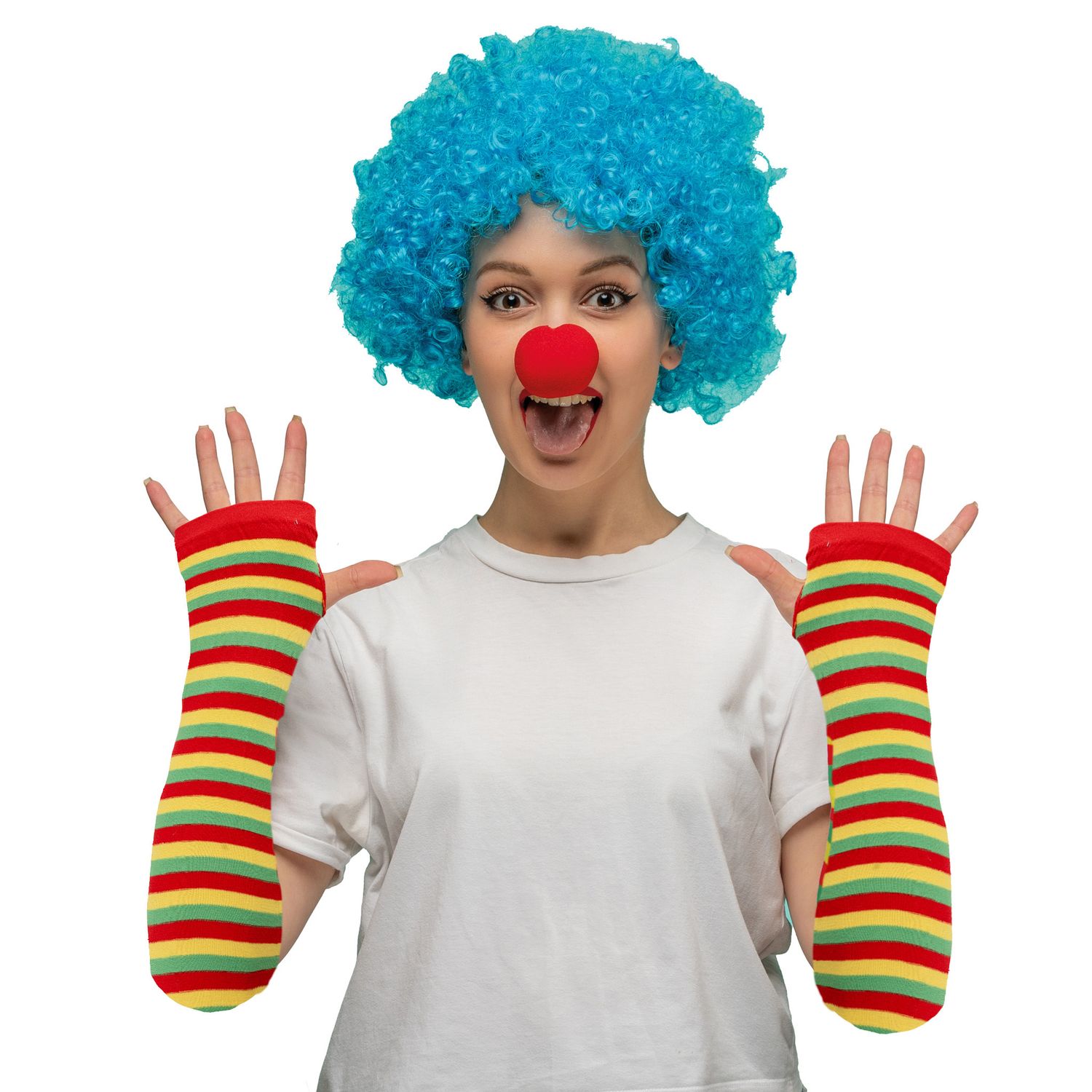Handschuhe lang ohne Finger rot gelb grün