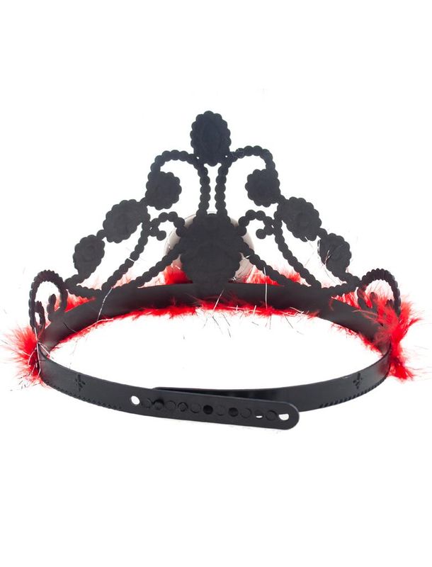 Tiara schwarz mit roten Steinen