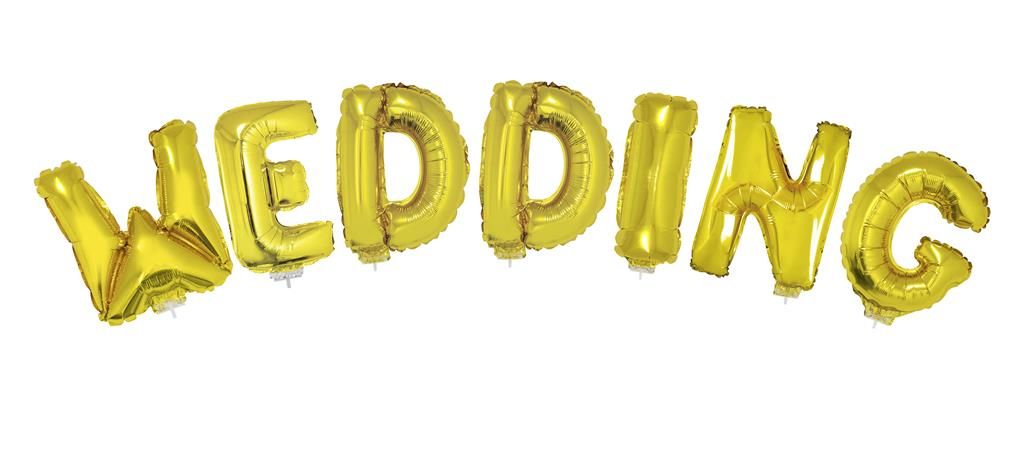 Folienballon Set Schriftzug 16 Folienballon Set Schriftzug 16" Wedding Gold
