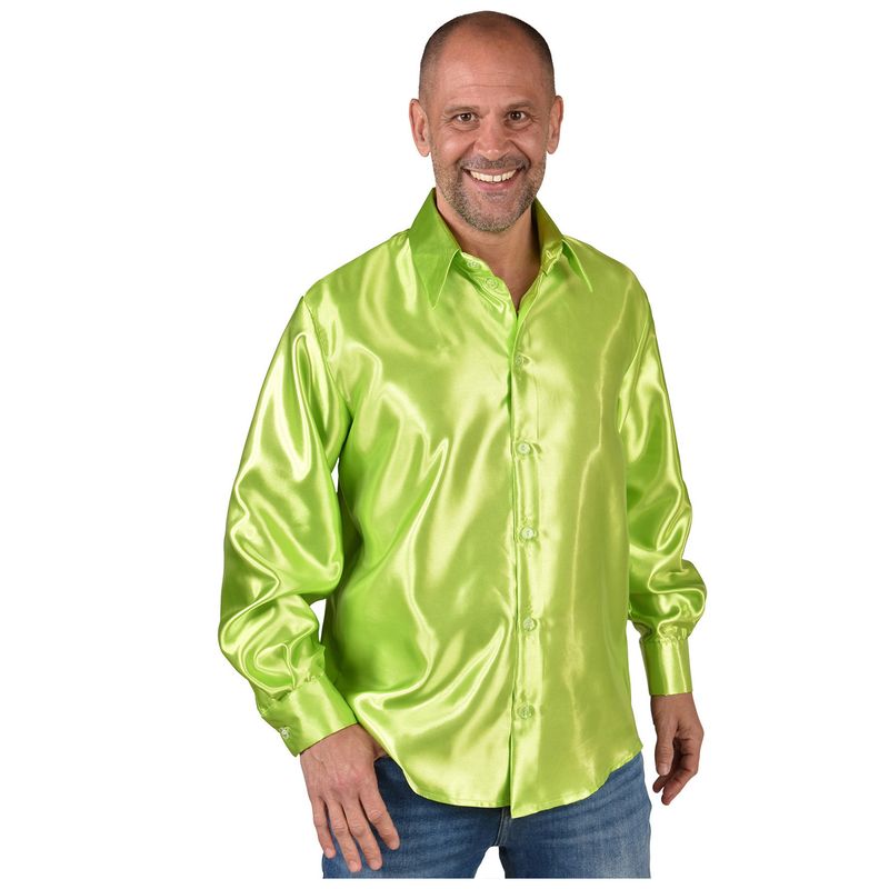 Overhemd Satijn Uni Groen