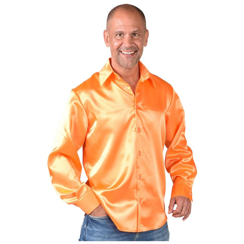 Overhemd Satijn Uni Oranje