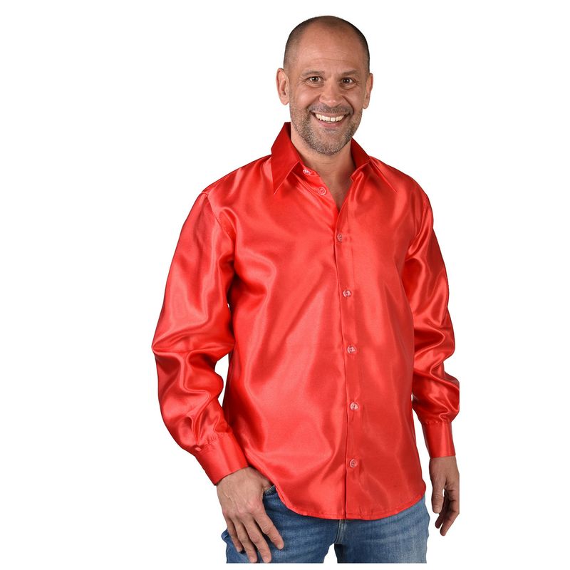 Overhemd Satijn Uni Rood