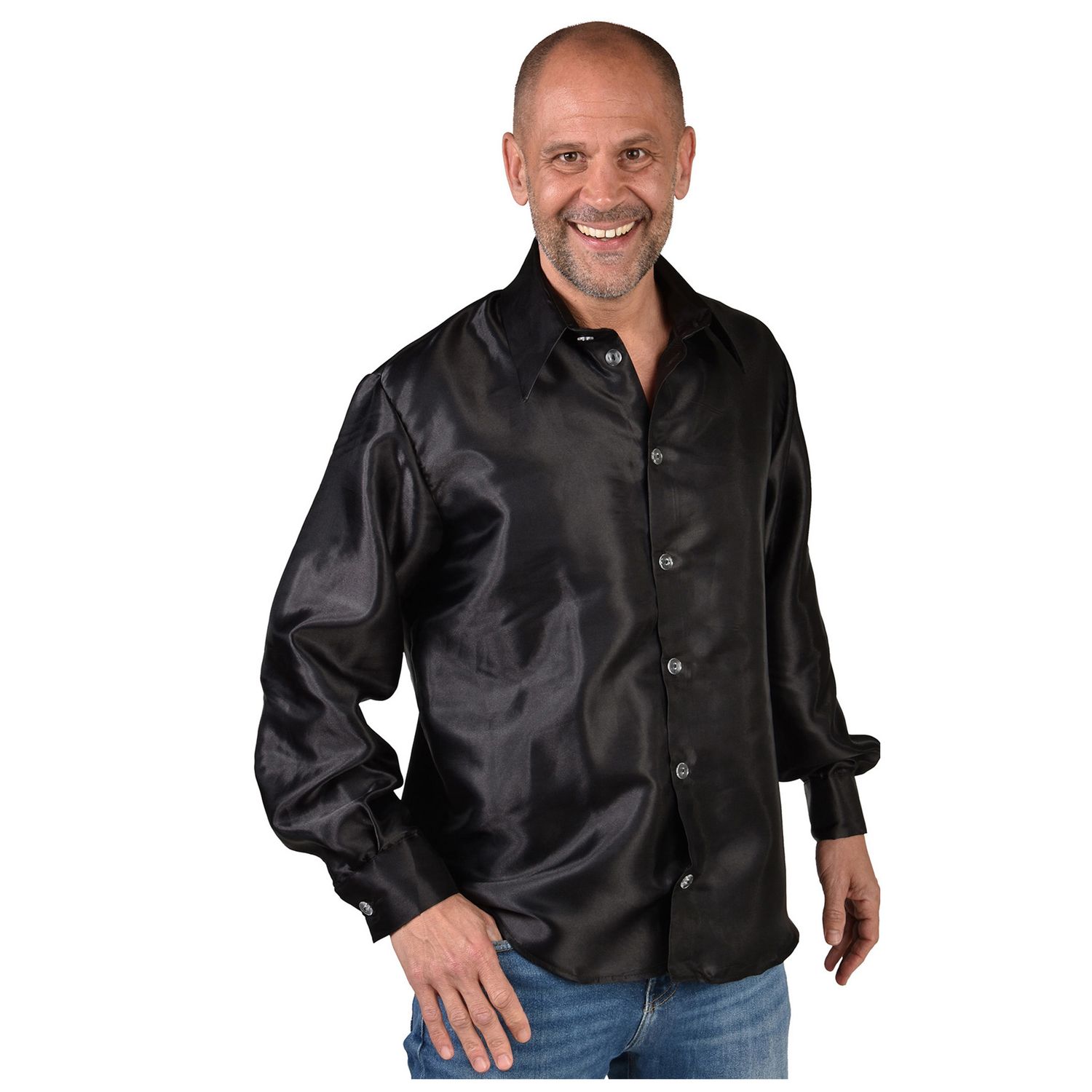 Overhemd Satijn Uni Zwart