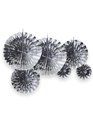 6 Fächer Folie Silber 3 Größen