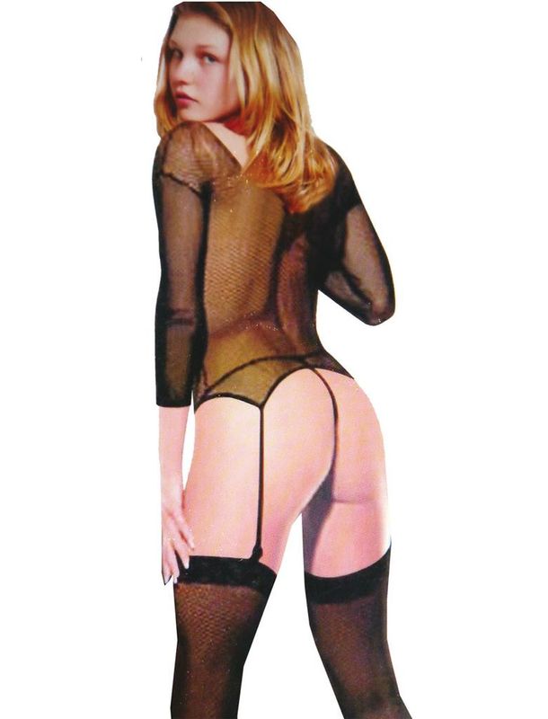 Netzbody mit Strümpfenhalter Damen