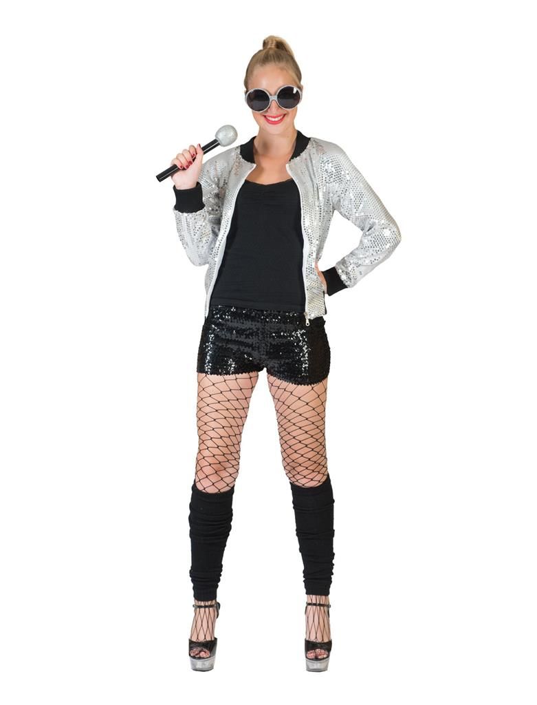 Hotpants Glitter Schwarz Damen