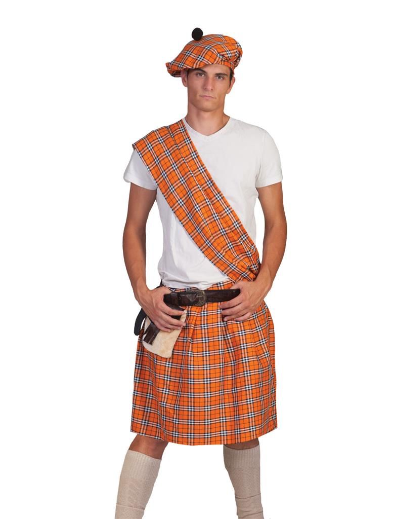 Schottischer Kilt Orange Herren 5-tlg.