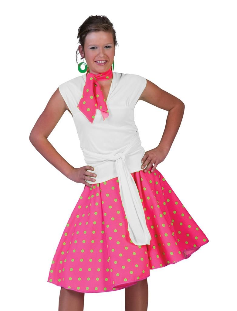 80's Rok Rock'n Roll Fluo Roze Dames