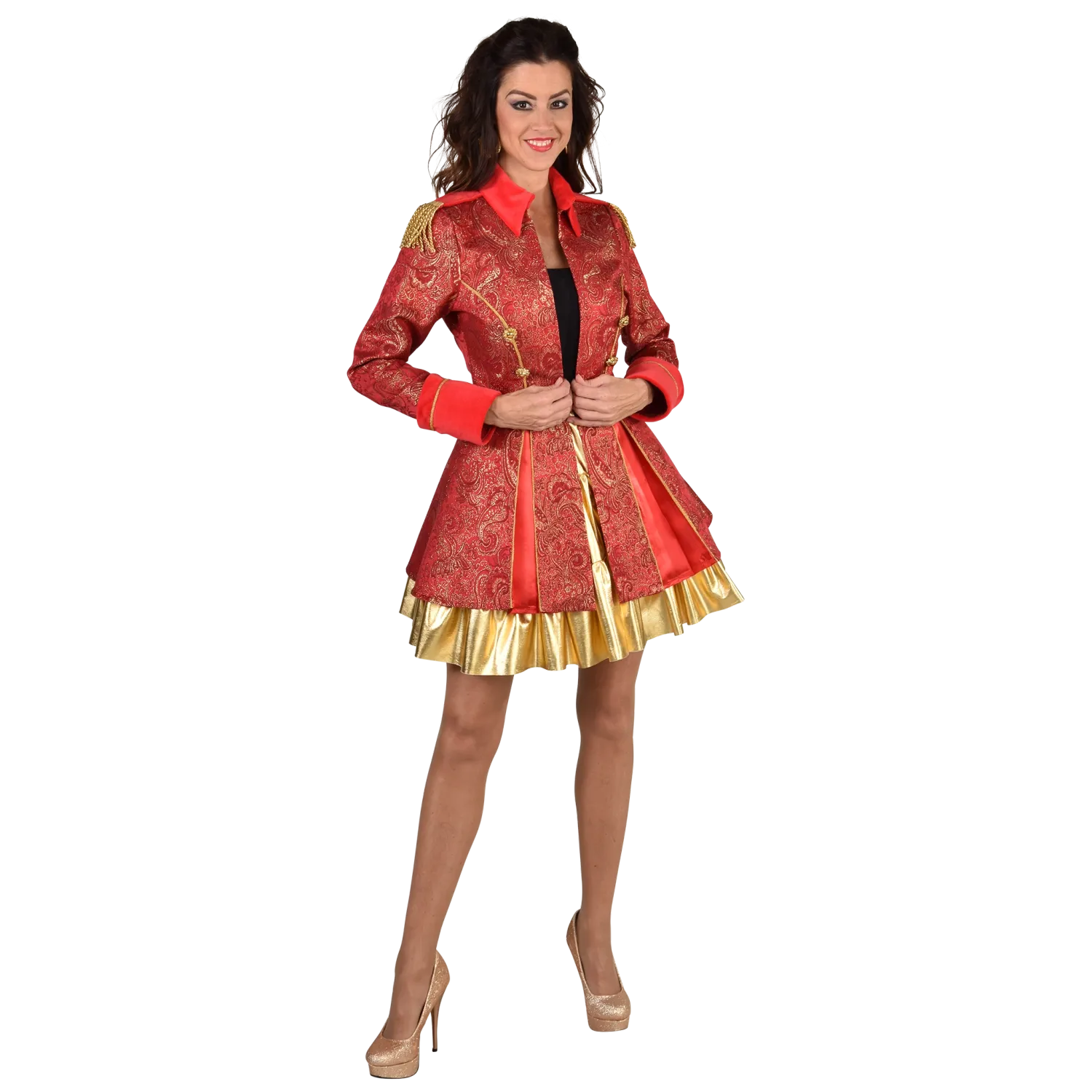 Luxus Brokat-Mantel Rot Damen
