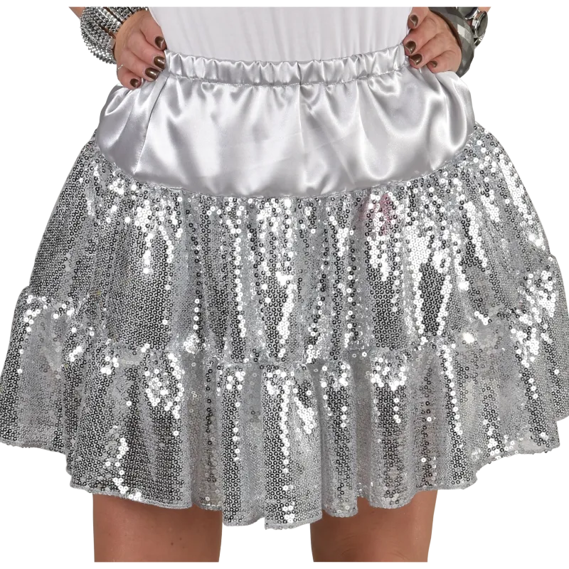 Paillettenrock Glitzer Silber Damen