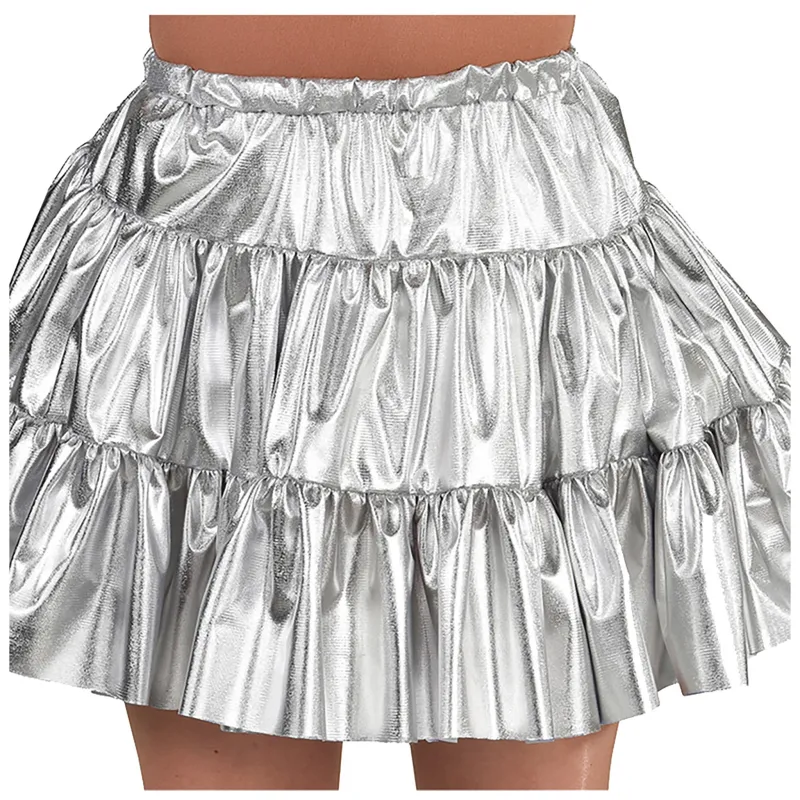 Folienrock Glamour Silber Damen Folienrock Glamour Silber Damen