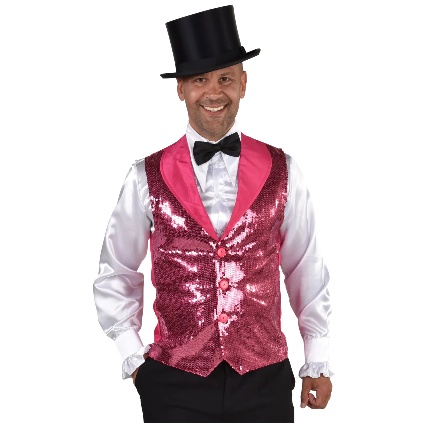 Weste Pailleten Showman Pink Herren