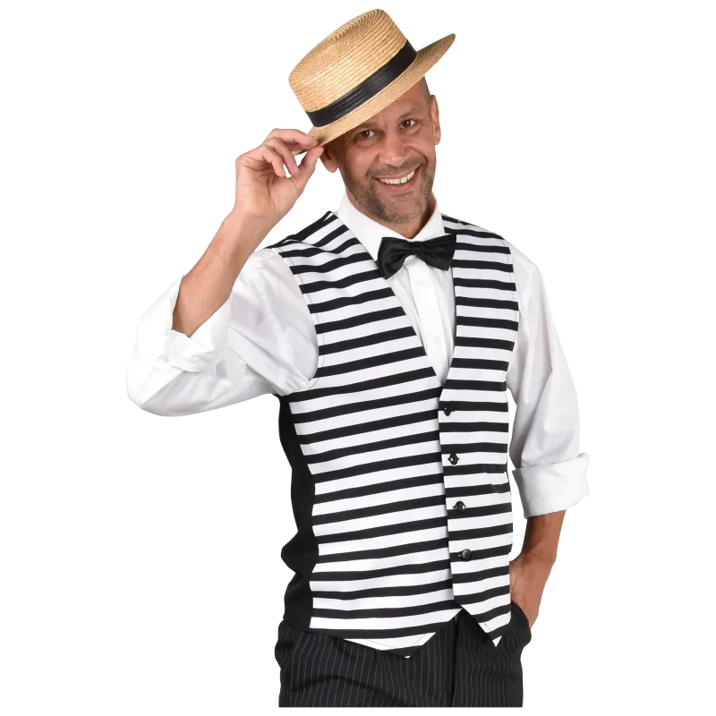 Weste Streifen Schwarz/Weiß Herren