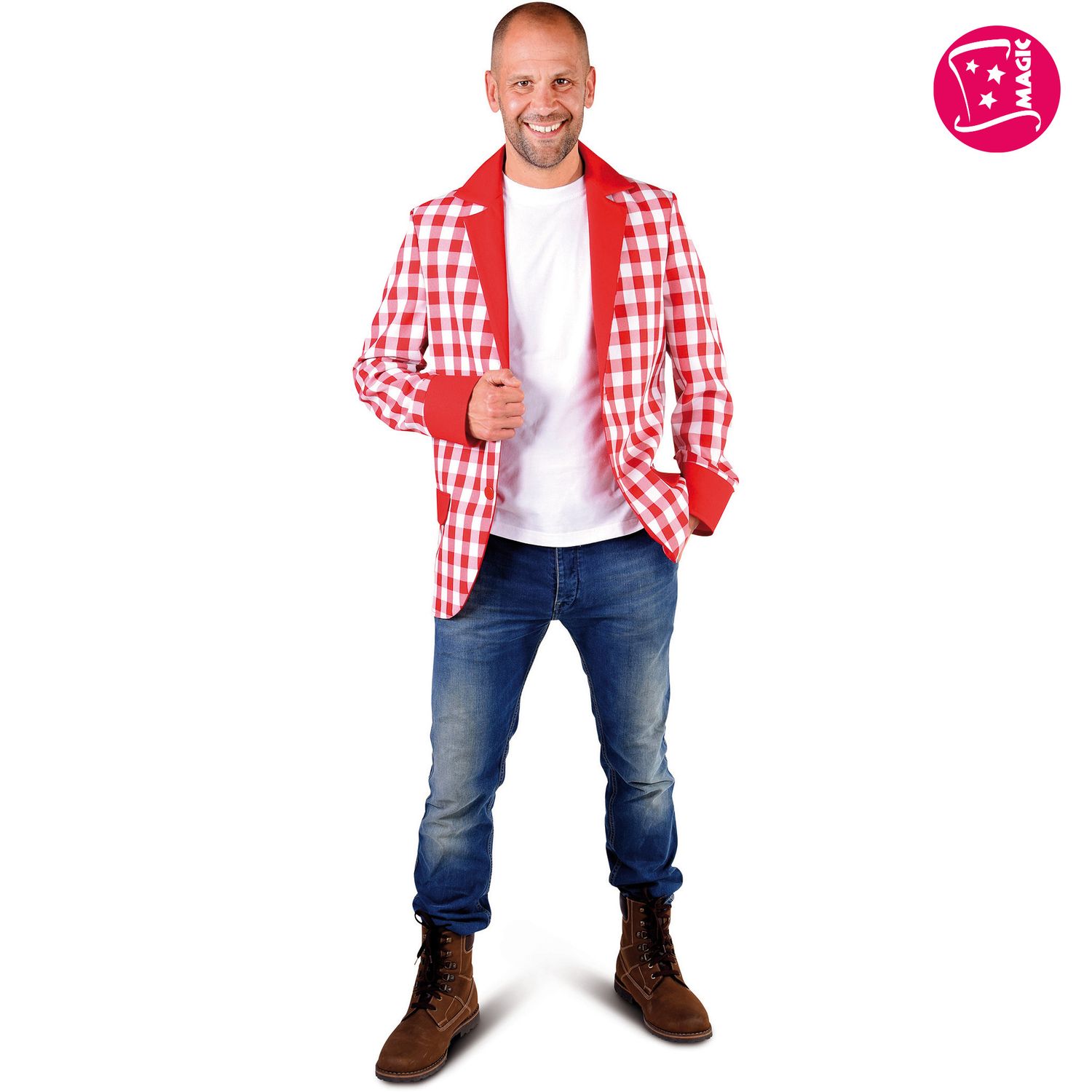 Colbert Geruit Rood/Wit Mannen