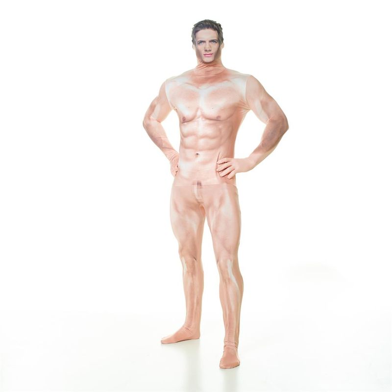 Censored naked sexy man faux real morphsuit