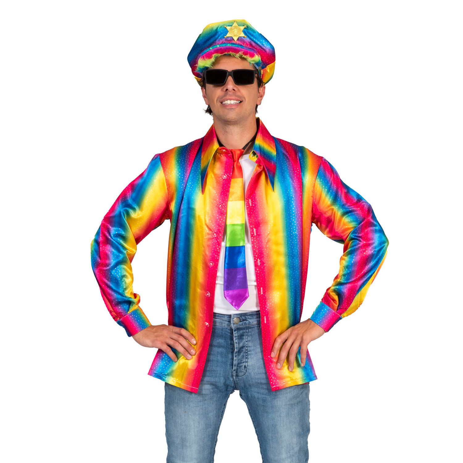 Disco Hemd Rainbow Herren