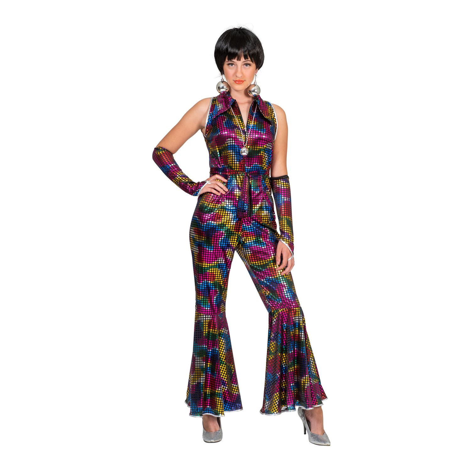 Disco Jumpsuit Rainbow Glitter Damen