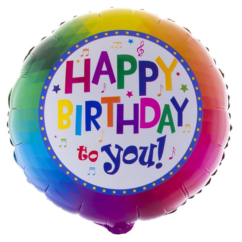 Folieballon Rond Happy Birthday Regenboog