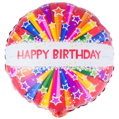 Folienballon Rund Happy Birthday Bunt