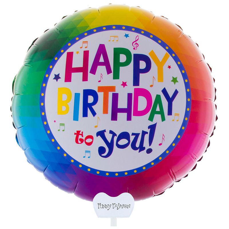 Folieballon Met Stokje Happy Birthday Rond Folieballon Met Stokje Happy Birthday Rond