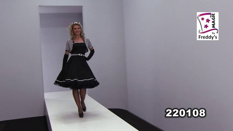 Kleid 50er 3-tlg Schwarz/Weiß