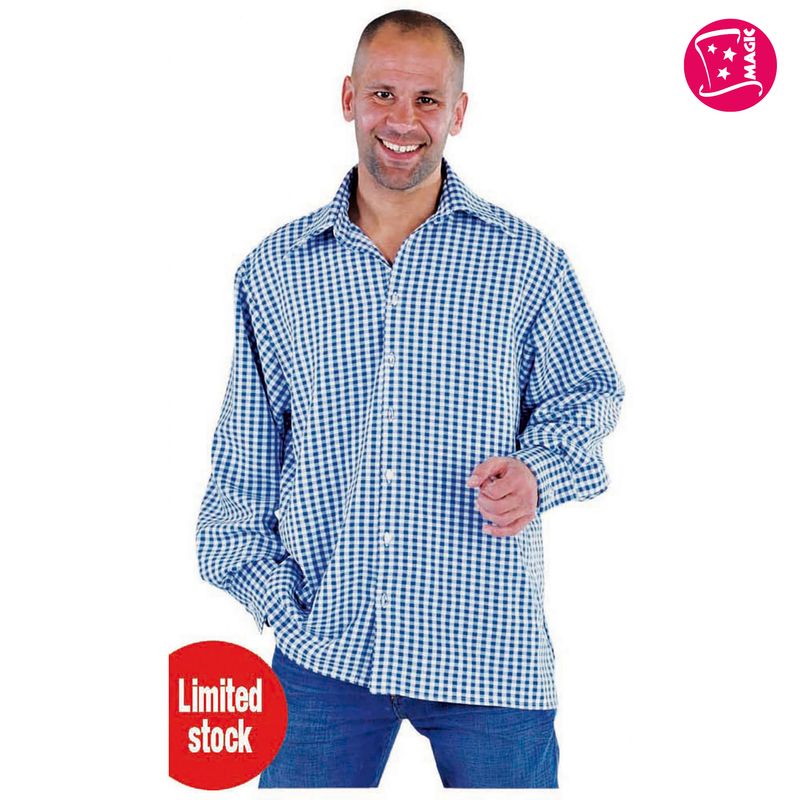 Overhemd Bierfeest Geruit Blauw/Wit Mannen Overhemd Bierfeest Geruit Blauw/Wit Mannen