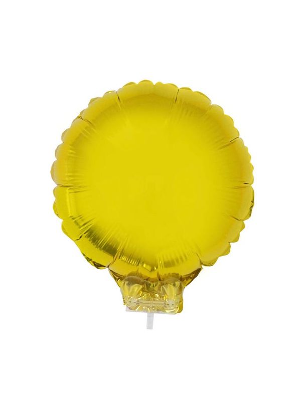 Folienballon 28cm Mit Stab Rund Gold