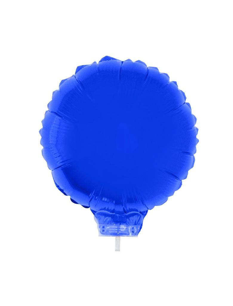 Folienballon 28cm Mit Stab Rund Blau