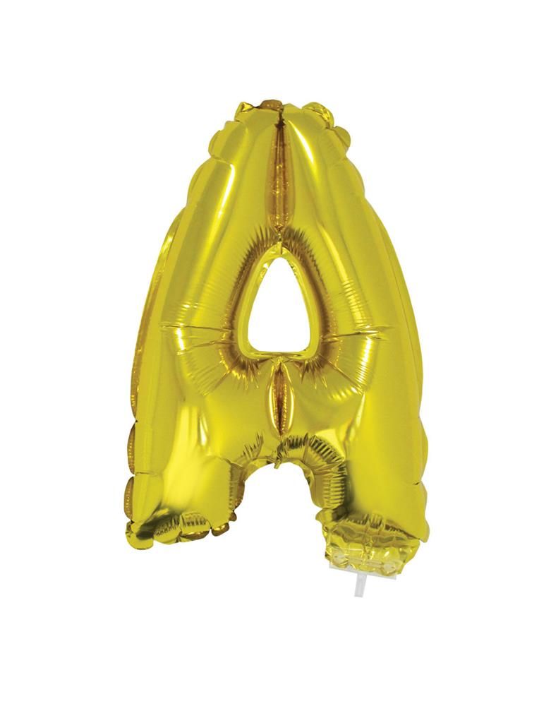Folienballon 41cm Mit Stab Buchstabe A Gold