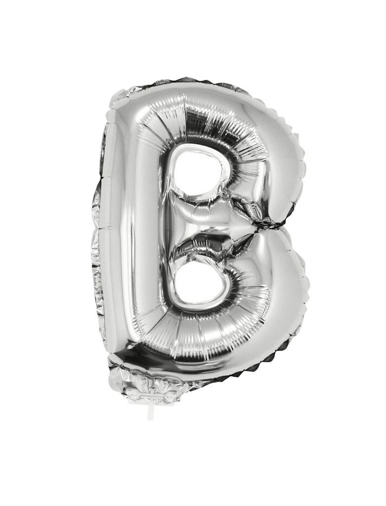 Folieballon 41cm Met Stokje Letter B Zilver