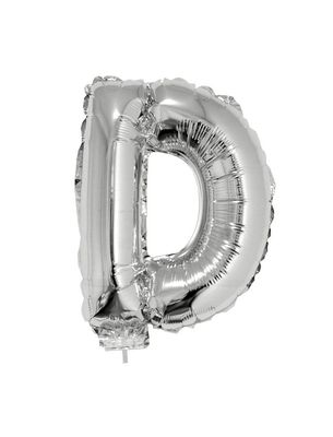Folieballon 41cm Met Stokje Letter D Zilver